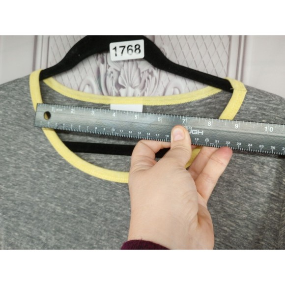 NWT LuLaRoe Dress SZ Medium Julia Style Sheath Casual Stretch Gray Yellow Trim - Picture 14 of 16